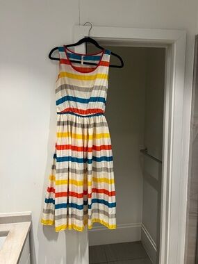 Sleeveless Multicolor Stripe Midi Dress